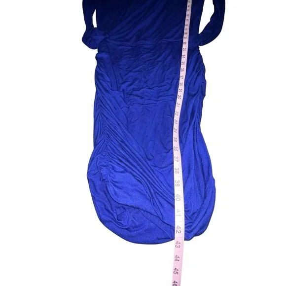 Athleta Womens Dress Small Blue‎ Stretch Solstice Casual Cowl Neck Long Sleeves - Picture 6 of 11